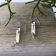 Load image into Gallery viewer, Handcrafted artisan Sterling Silver texture bar earrings
