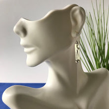 Load image into Gallery viewer, Sterling Silver texture bar earrings on display
