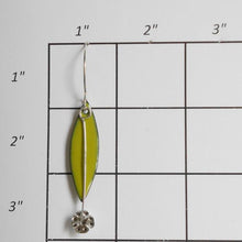 Load image into Gallery viewer, Handcrafted sterling silver and enamel glass earring on chart
